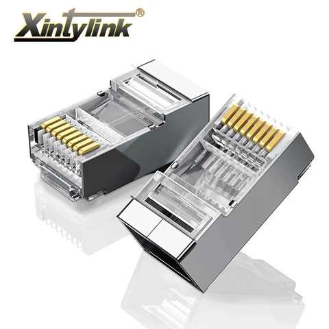 Коннектор xintylink rj45 cat6 сетевой для кабеля ethernet 1,2 мм, cat 6, штекеры 8p8c stp rg rj 45, экранированный штекер lan 20/50/100 шт.