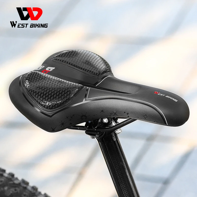 

WEST BIKING силикагелевое седло для велосипеда, ажурное дышащее Велосипедное Сиденье, мягкое амортизирующее седло для горного и дорожного велос...