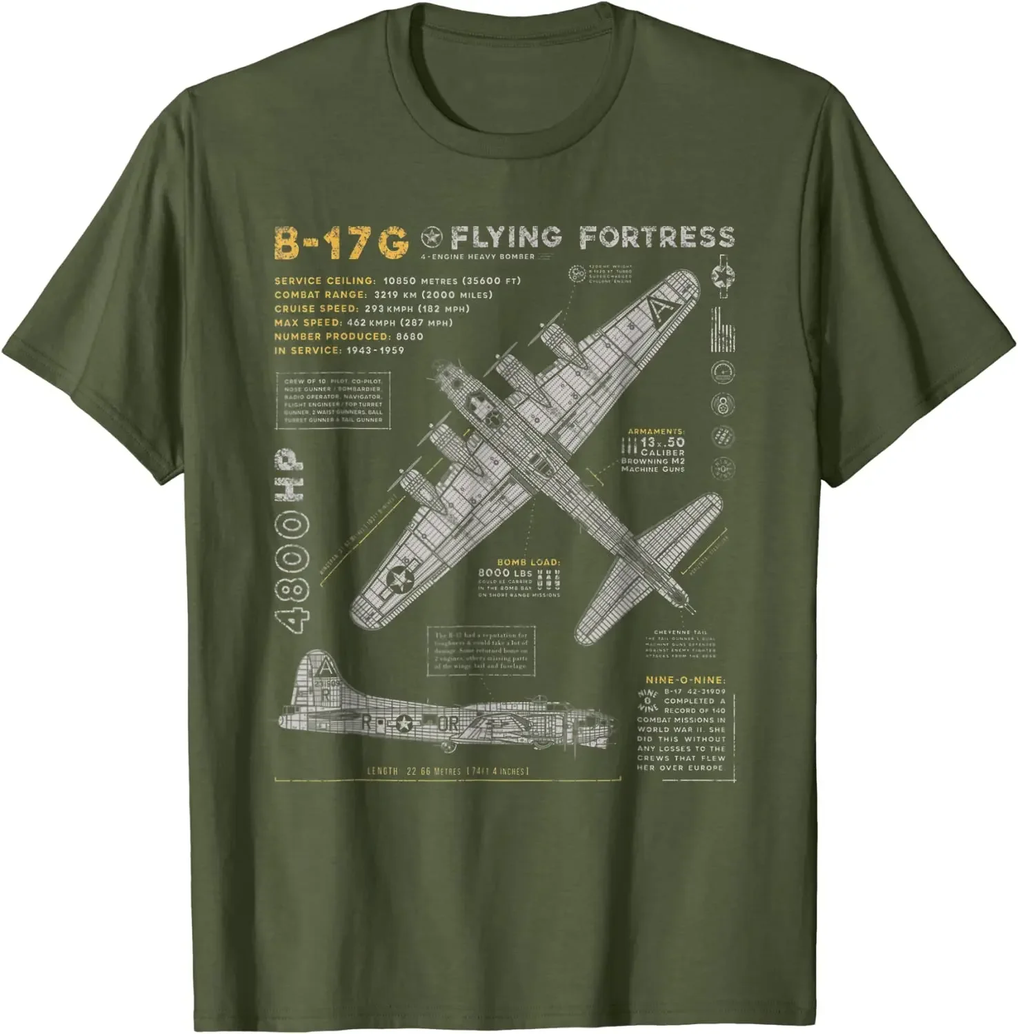 B-17 Flying Fortress WW2 B-17G Мужская футболка-бомбер с коротким рукавом Повседневная летняя