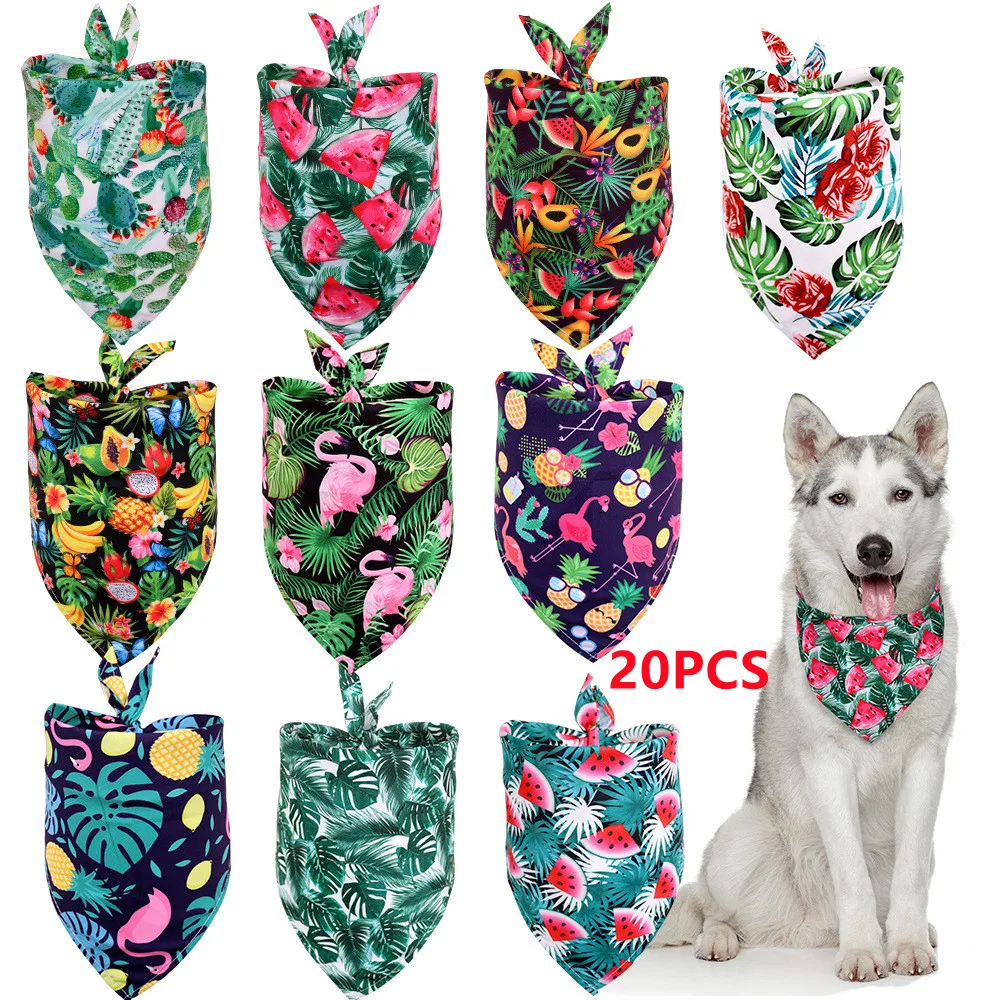 

20 Pcs Plaid Dog Bandana Pet Saliva Towel Bibs Pet Scarf Cotton Adjustable Pet Kerchief Dog Accessories For Kinds Of Pets