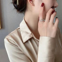 Luxury Zircon Gold Double Student Opening Rings For Woman 2022 New Fashion Gothic Finger Jewelry Wedding Party Girl's Sexy Ring