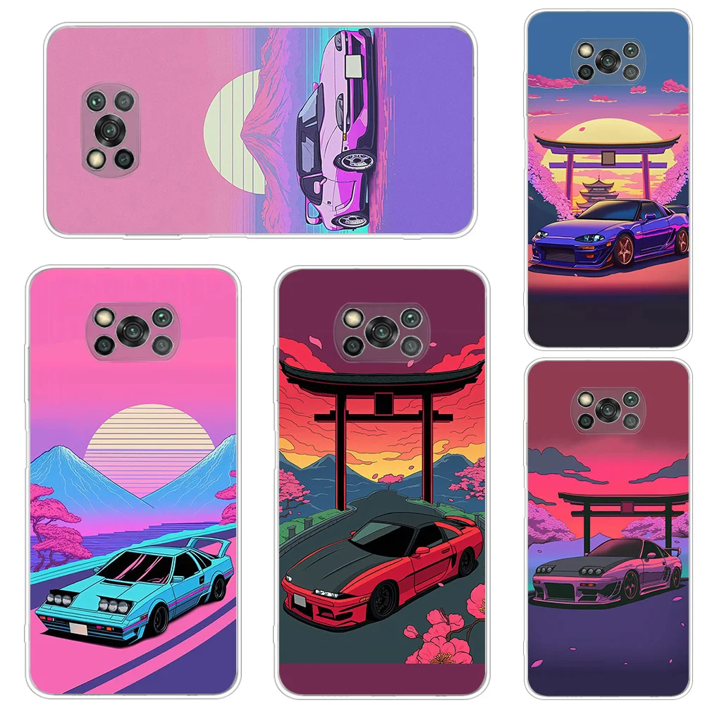 

Transparent Soft Case For Xiaomi Poco X3 NFC Por M3 F3 F1 Note 11 10 Pro 9S 9 10S 8 7 8T K40 Phone Cover Japan JDM Sports Car