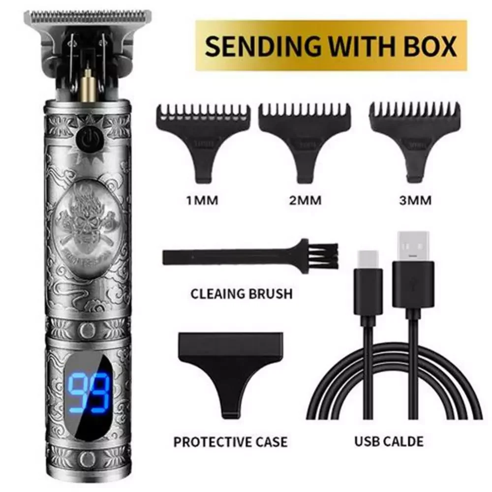 

NEW2023 T9 LCD Hairdresser Oil Shaving Head Pusher Carving Pusher Clipper Hair Precision Trimmer For Men