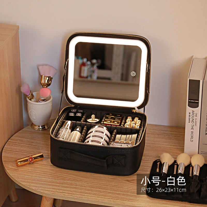 

Black Travel Makeup Boxs Organizer Portable Small Bedroom Skincare Makeup Box Perfume Brush Organizador Maquillaje Decoration