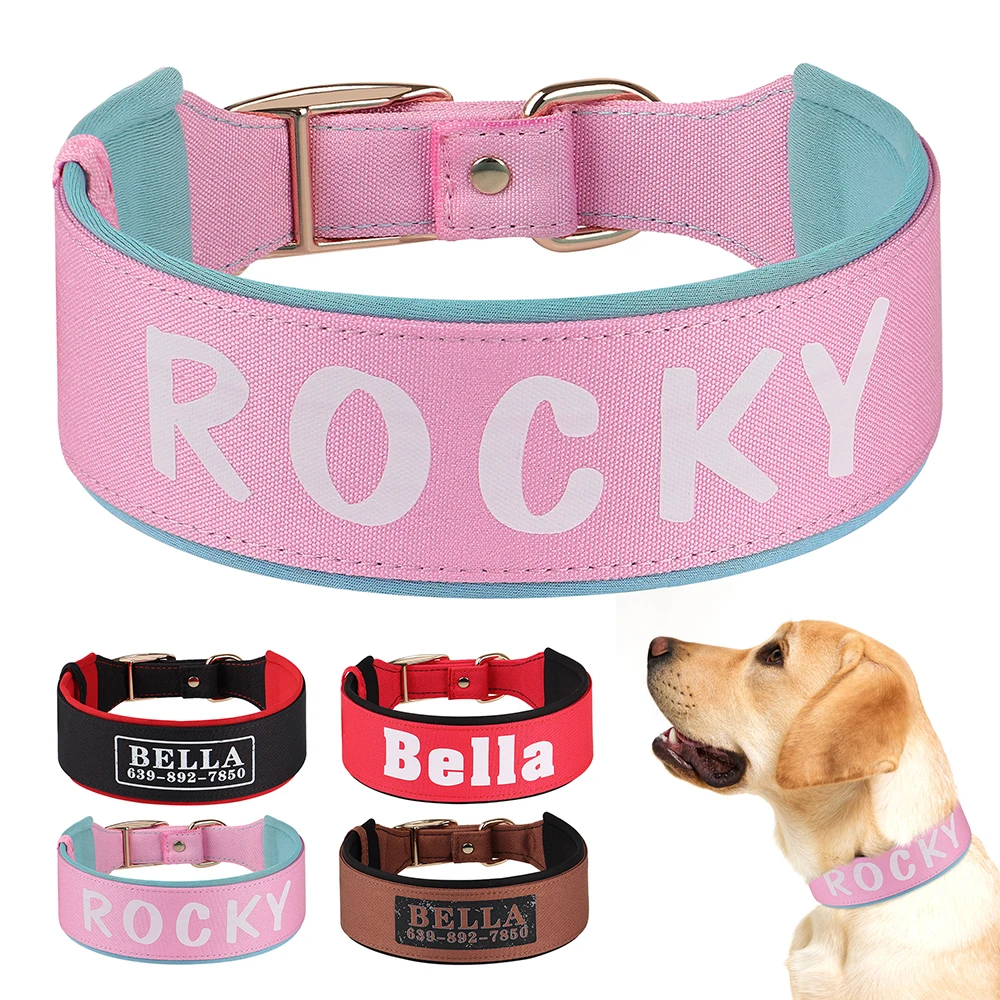 Персонализированное широкое ожерелье с ошейником для собак нейлоновые мягкие