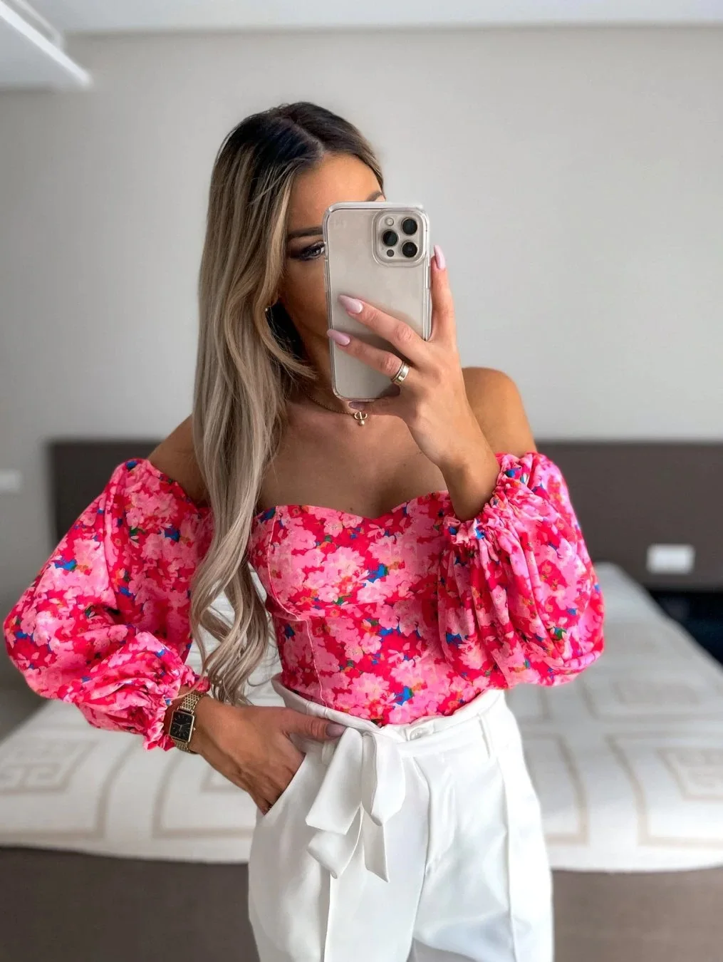 

Summer Sexy Off The Shoulder Blous Women Fashion Slash Neck Tube Top Floral Puff Sleeve Blouse Women