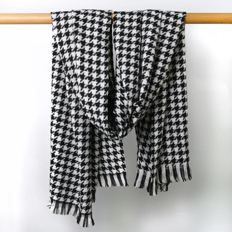 

Men's Scarf Winter All-Matching Houndstooth Scarf Cashmere Plaid Scarf Thickened Shawl Scarf Women's Scarf