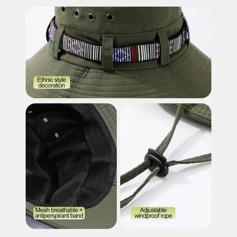 Панама летняя Мужская дышащая шляпа рыбака для рыбалки и активного отдыха с