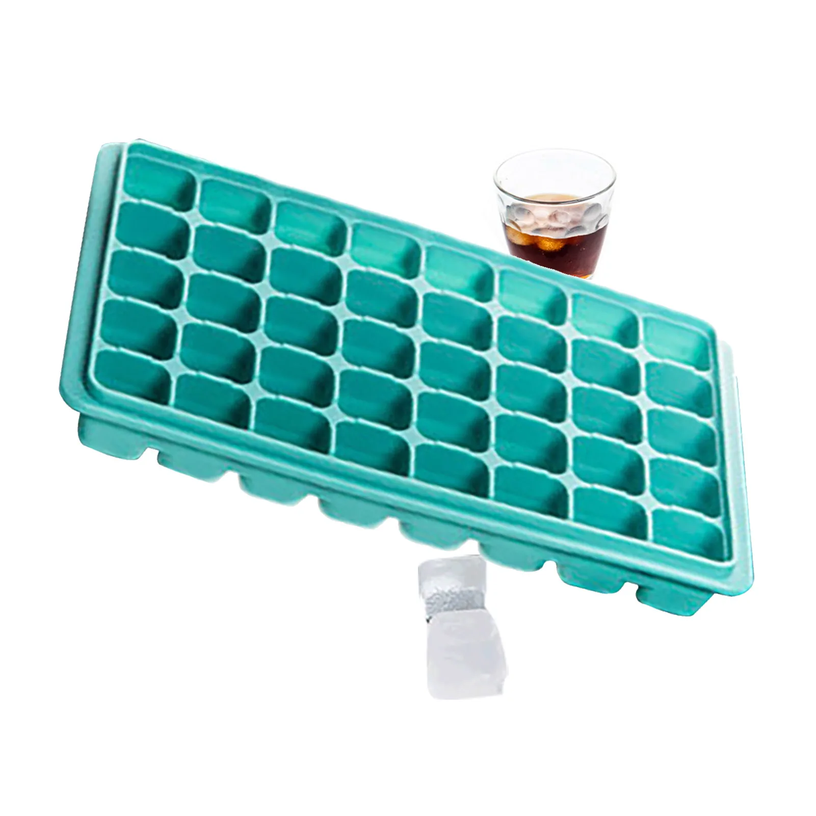 

Ice Cube Tray With Non-Spill Lids Food-Grade Silicone Ice Cube Moulds With Non-Spill Lid Safe BPAs-Free 40-Cavities Flexible