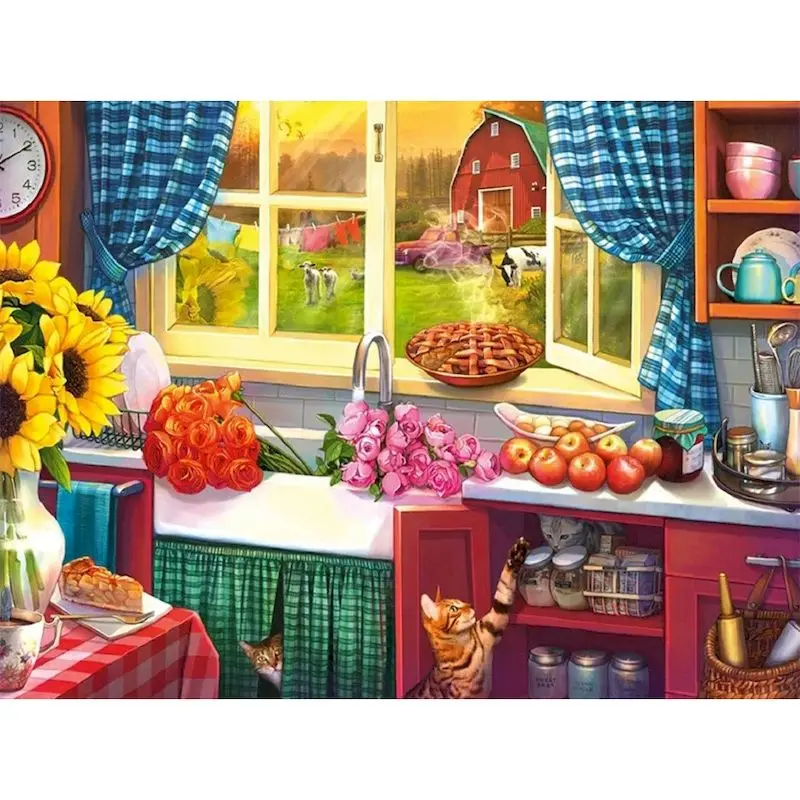 

GATYZTORY Oil Painting By Number Kitchen Scenery Drawing On Canvas DIY Pictures By Numbers Kits Hand Painted Paintings Home Deco