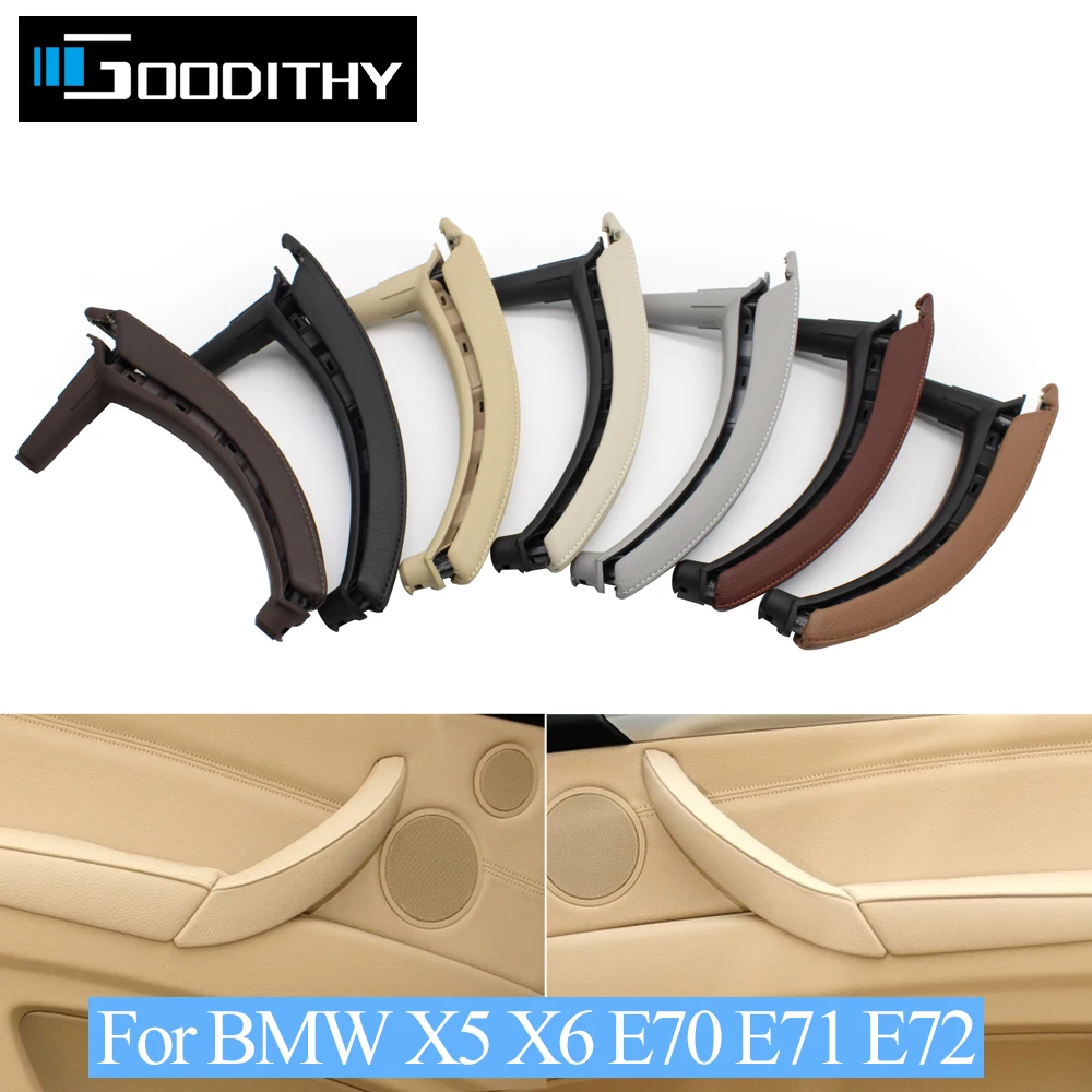 

Upgraded Car Left Right Passenger Door Pull Handle with Leather Cover Trim Replacement For BMW X5 X6 E70 E71 E72 2007-2013
