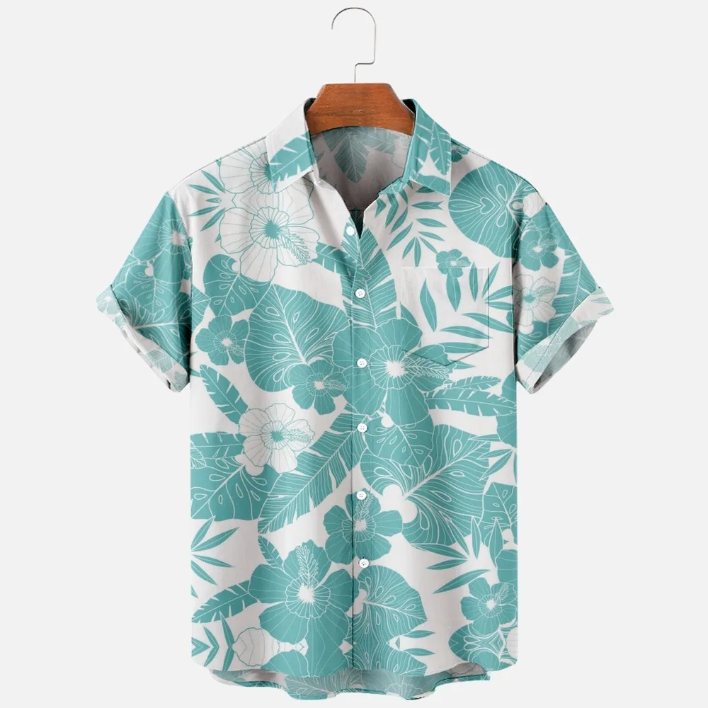 

Men's Fashion T Shirts Hawaiian Tropical Camicias 3d Print Cozy Casual One Button Shirts Short Sleeve Beach Oversized Clothes 14