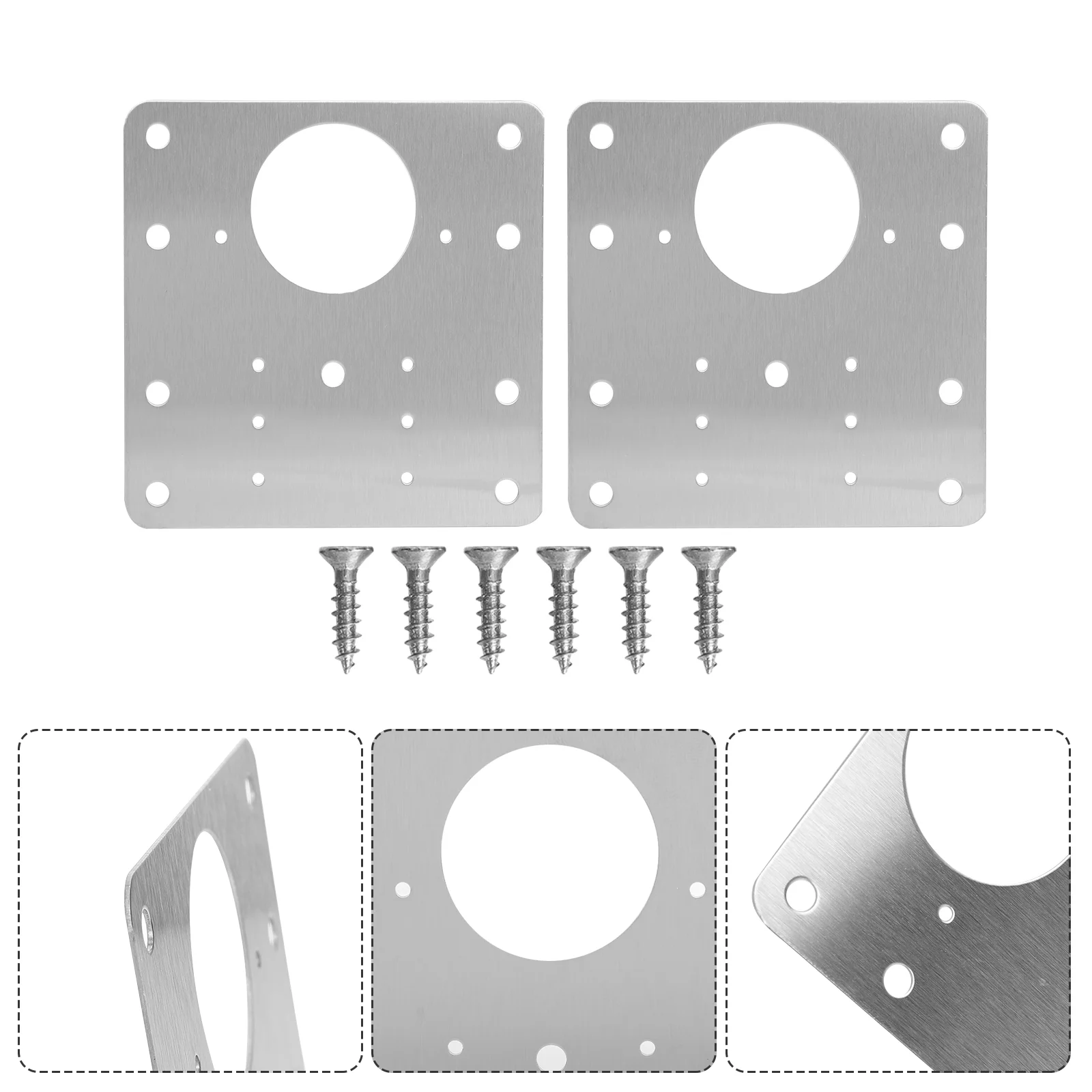 

6pcs Furniture Hinge Plate Square Corner Hinge Hinge Plate Screws Cupboard Hinges Stainless Steel Mending Plate