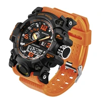 fashion orange boys digital watch comely silicone band water proof double display simple outdoor reloj watchsa55fv
