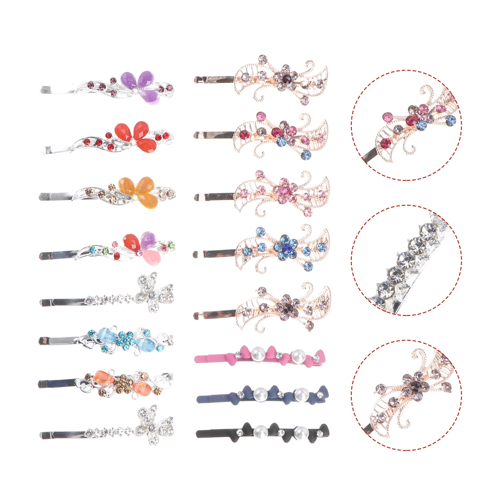 

Flower Bobby Crystal Hair Gold Rhinestone Clips Minimalist Leaf Pearl Color Hairpinsrose Wedding Retro Barrettes Women Alloy
