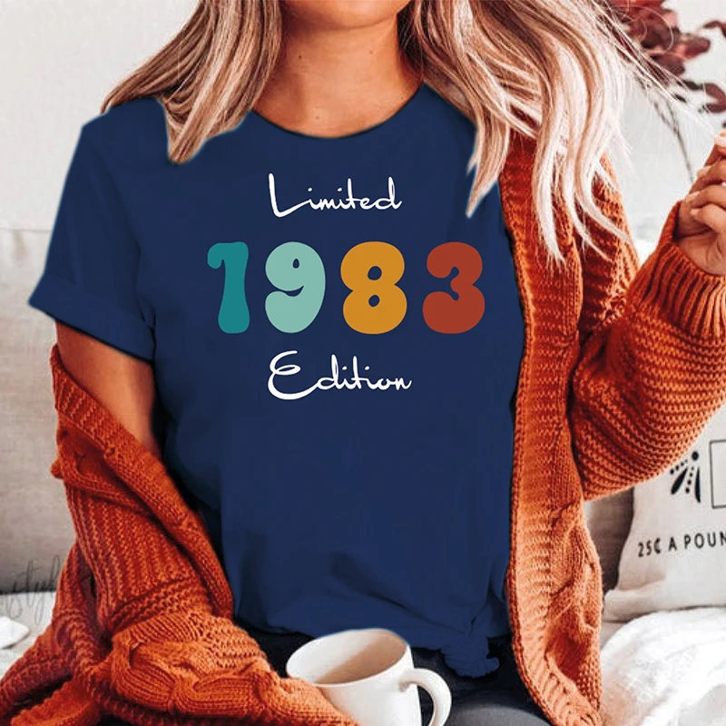 

Limited 1983 Edition Women T Shirts Cotton 40 Years Old Birthday T-shirts Female Vintage Ropa Mujer Retro O Neck Outfits Femme