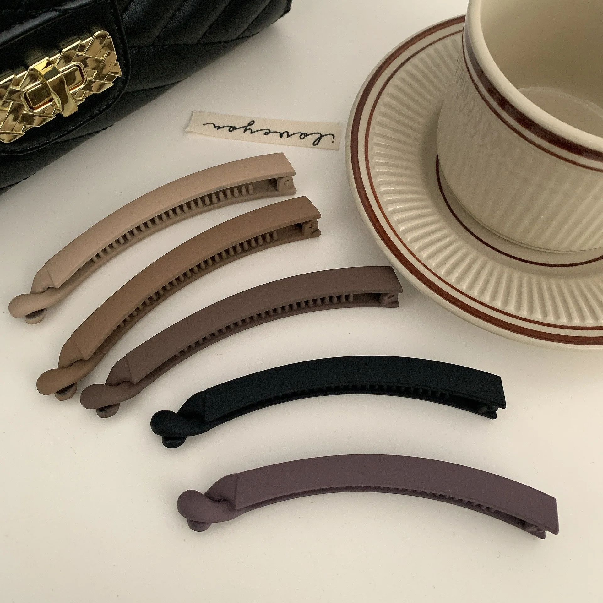Banana Claw Clips Matt Color Plastic Hair Barrettes Simple Solid Hair Clips Black Brown Ponytail Holder