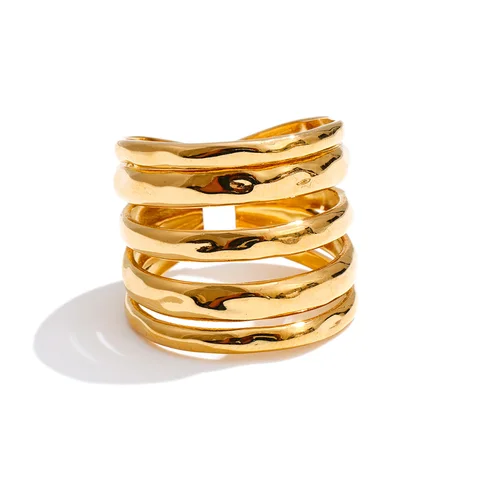 Кольцо Yhpup  нержавеющая сталь золотистого цвета размер 7,5