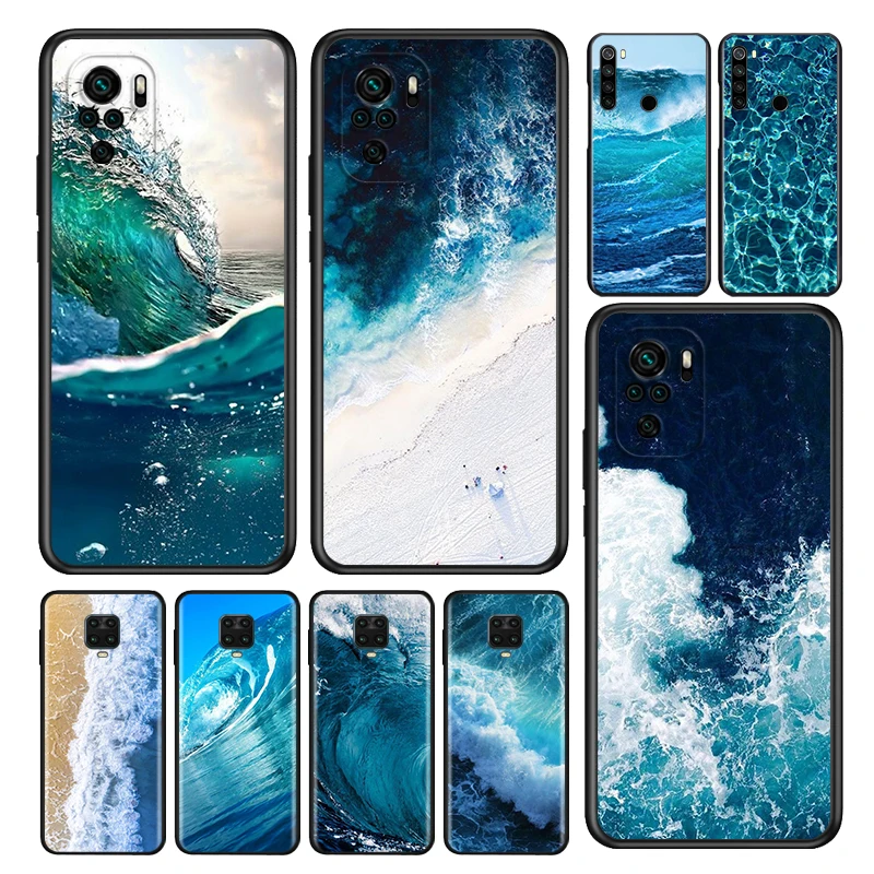 

Blue Sea Waves Silicone Coque For Xiaomi Redmi Note 11 11T 10 10S 9 9S Pro Max 10T 9T 8T 8 7 6 5 Pro Phone Case