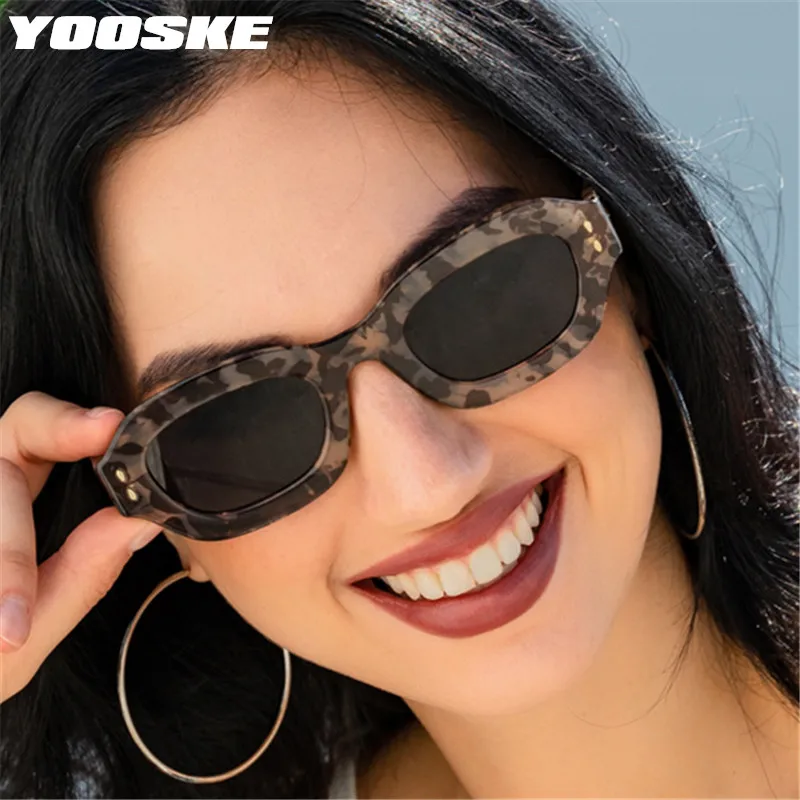 

Солнцезащитные очки YOOSKE в небольшой оправе UV400 для мужчин и женщин, модные брендовые дизайнерские винтажные солнечные очки с леопардовым пр...