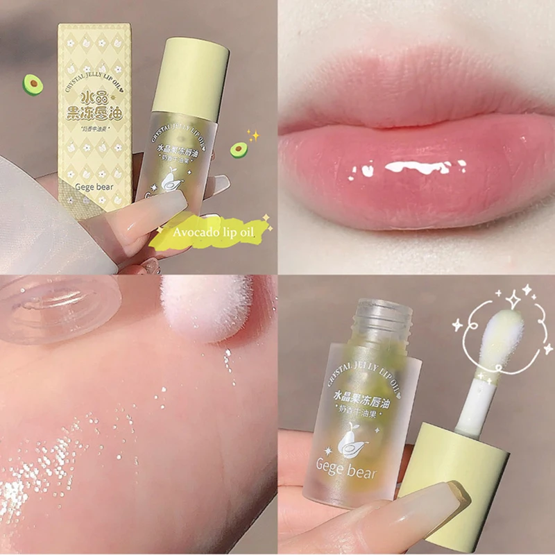 

Transparent Lip Oil Glass Lip Gloss Fragrance Non-sticky Moisturizes Lip Tint Lip Plumper Lip Care Serum Primer Big Brush Head