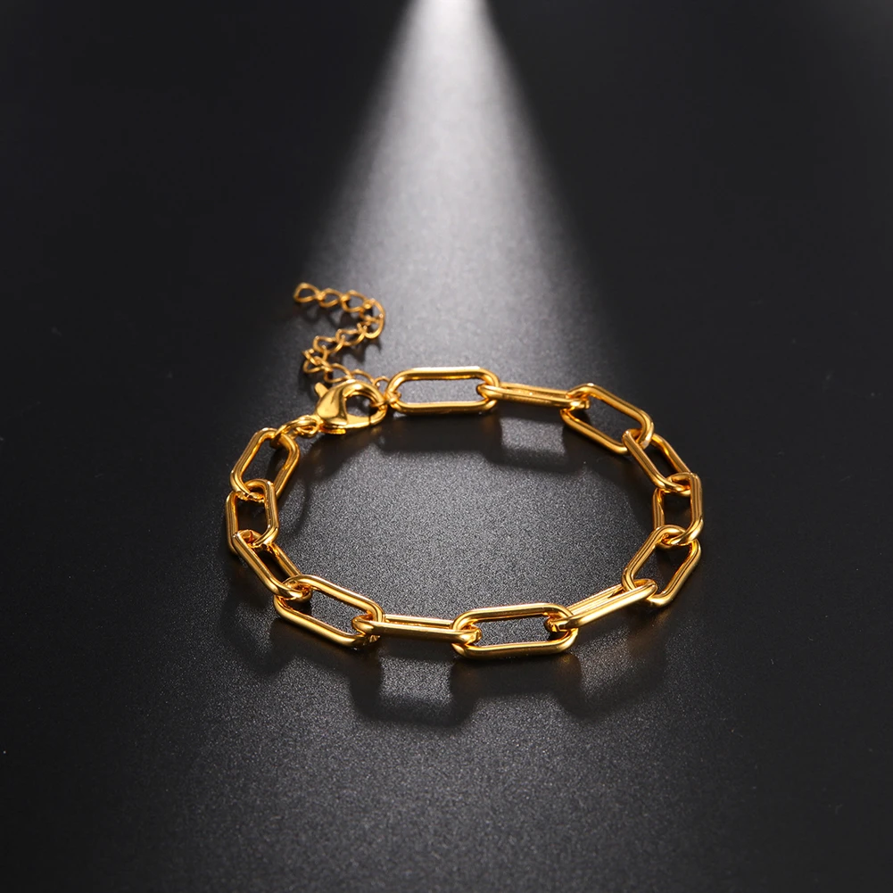 

Amaxer Stainless Steel Bracelets Gothic Chain Hip Hop Punk Gold Color Chain Charm Bracelet For Women Jewelry Grunge Gift