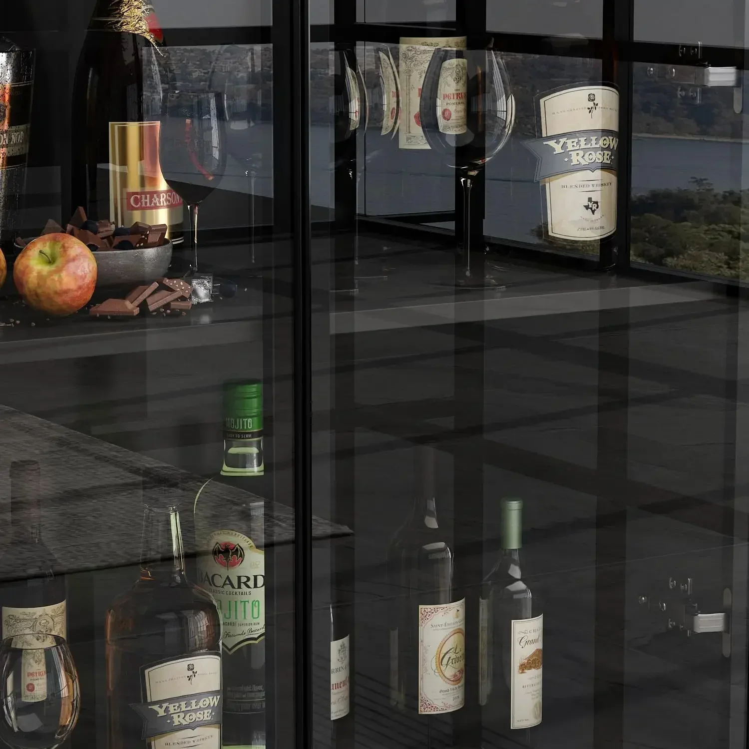 Книжный шкаф Homsee деревянный для хранения вещей домашнего офиса гостиной черный