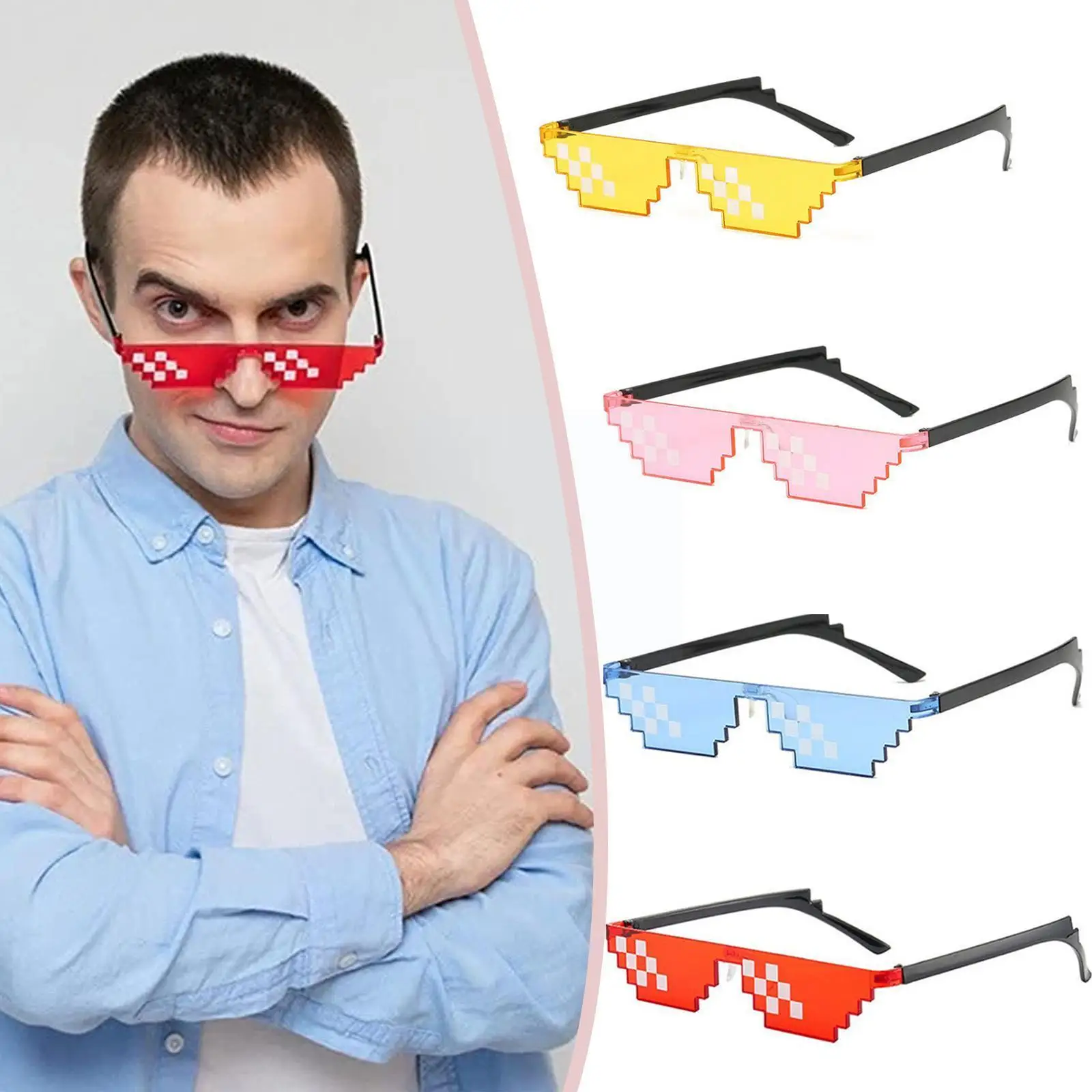 

NEW Funny Mosaic Sunglasses Sun Glasses Pixel Black Retro Party Decor Sunglasses For Birthday Party Cosplay Favors Props L6Z6