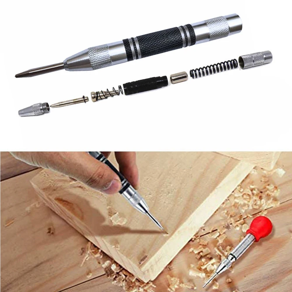 128mm Automatic Center Pin Hole Punch Spring Super Strong Kerner Center Loaded Marker Wood Glass Press Dent Drill images - 6