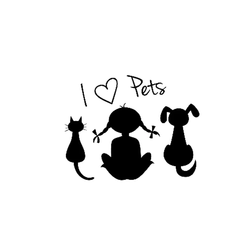 

16 см * 12 см KK виниловая наклейка I Love Pets Baby Girl Dog автомобильный стикер Кот черные Серебряные автомобильные аксессуары