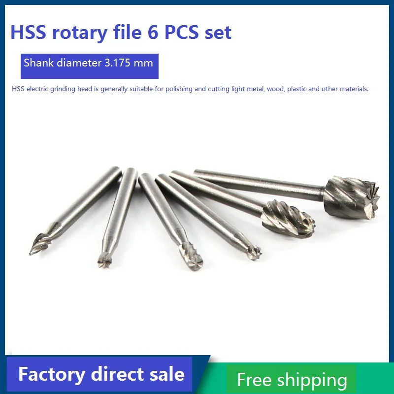 

6pcs High Speed Steel Rotary File Knife Grinding Head Carving Knife Milling Cutter Woodworking Special-shaped Small Tooth File