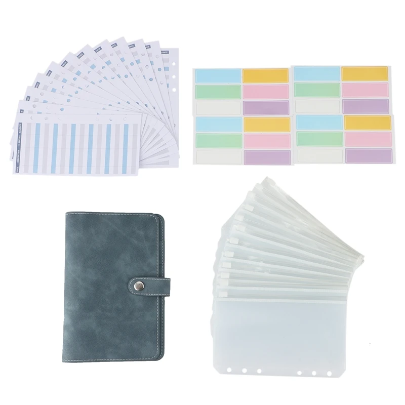 

Cash Envelope Binder For Budgeting, Binder With 6 Ring Loose Leaf,12PCS Pockets, 12PCS Budget Sheets,24PCS Color Labels