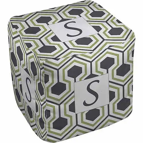 

Honeycomb Monogram Pouf, Grey Foot Stool Cover Balcony Living Room Decor