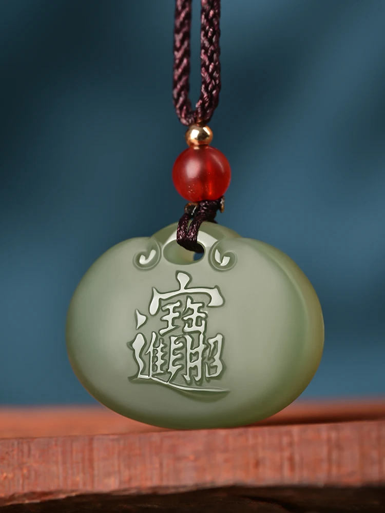 Hetian Jade KIRIN Безопасный кулон с замком для мужчин и женщин Lucky Jinbao Нефритовый