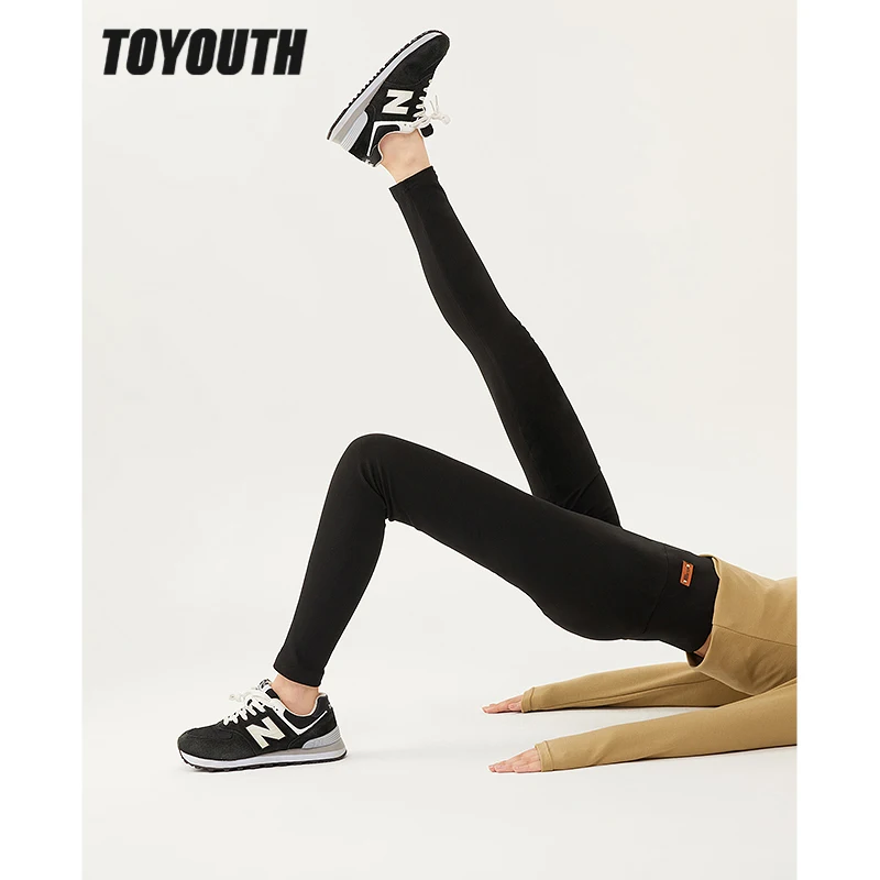 

Toyouth Women Leggings Pants 2022 Winter Elastic Waist Skinny Hip Lift Long Trousers Gray Black Cycling Yoga Sport Shark Pants