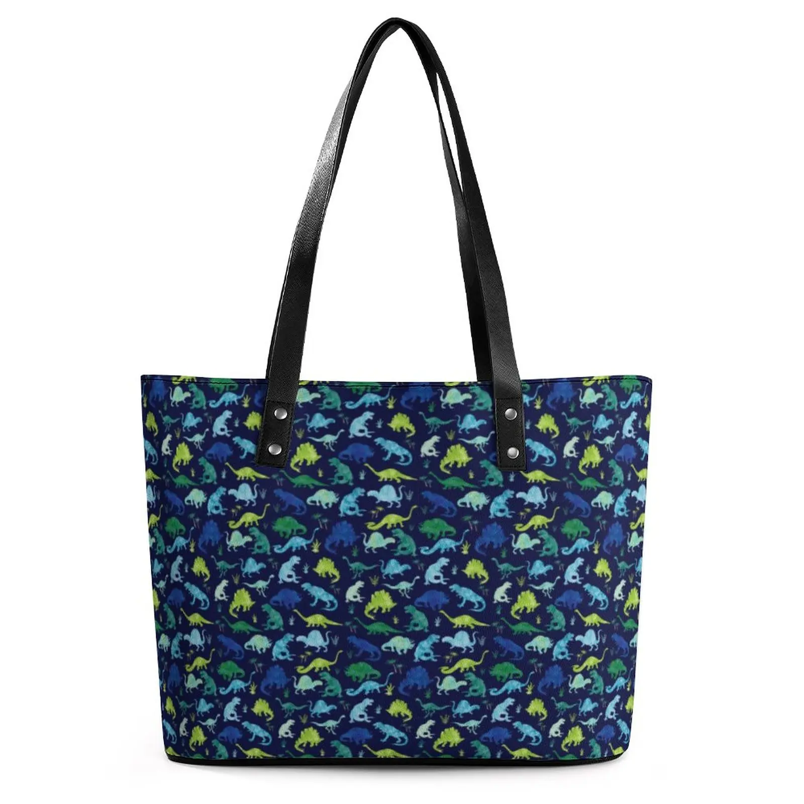 

Акварельные сумочки с динозавром, женская зеленая, Синяя женская сумка, эстетичная пляжная сумка через плечо, Пляжные Сумки из искусственной кожи с карманом и принтом