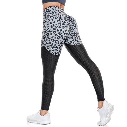 Леопардовые леггинсы для фитнеса, женские штаны для йоги с высокой талией, Компрессионные спортивные штаны для контроля живота, с рюшами, 2022, тренировочные штаны для спортзала