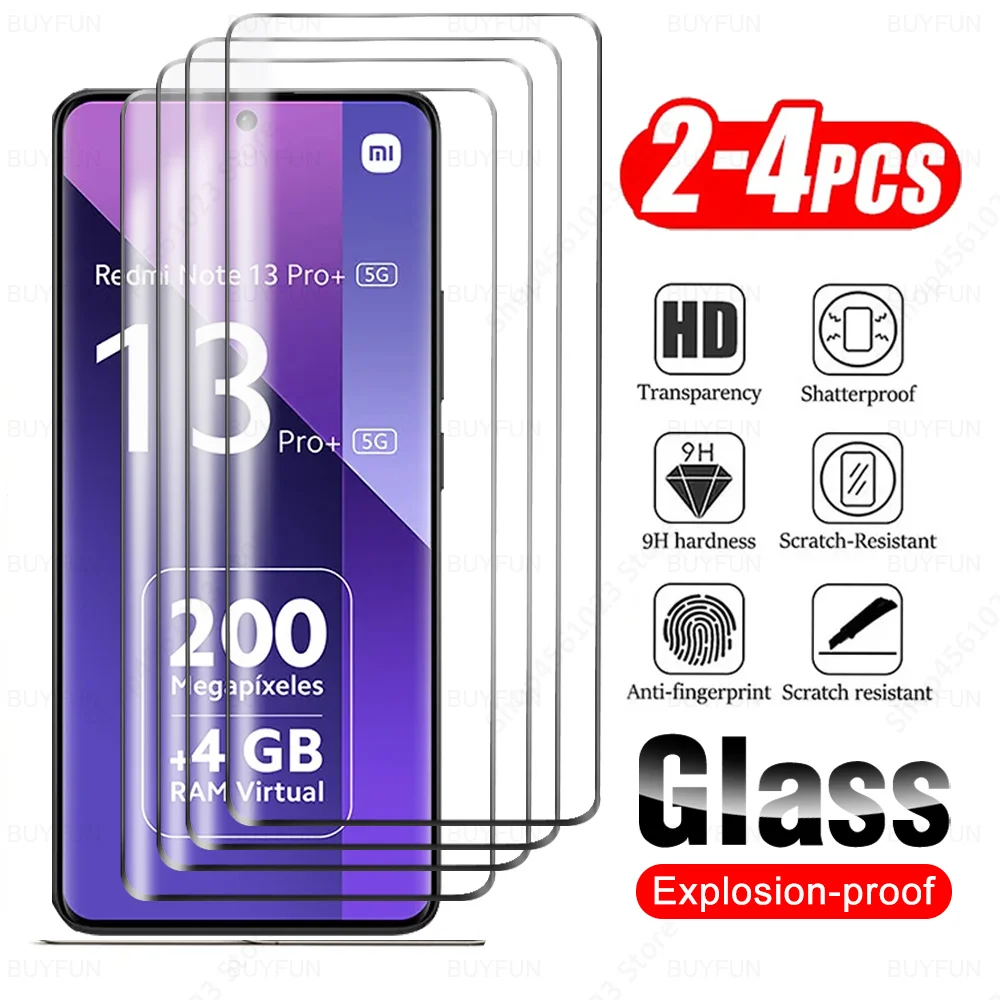 2/4 шт. для Redmi Note 13 Pro+ 14 Pro Plus Защитная пленка из изогнутого закаленного стекла Xiaomi