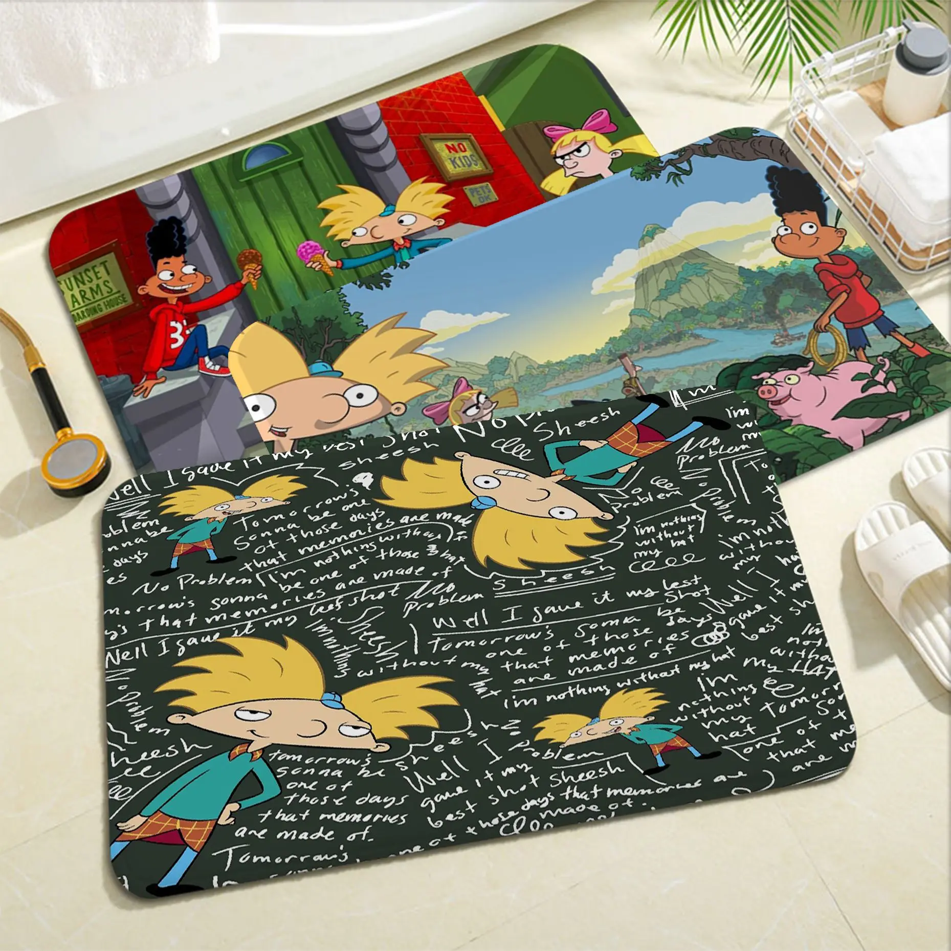 

Hey Arnolds Cartoon Hallway Carpet Anti-slip Absorb Water Long Strip Cushion Bedroon Mat Modern Home Decor