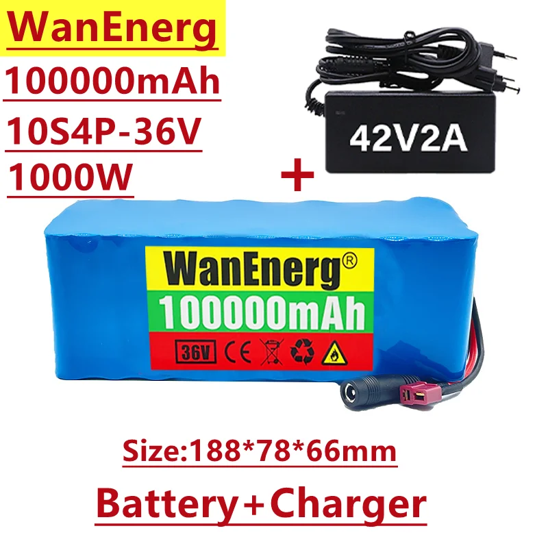 

10s4p 18650 lithium ion battery pack 36V / 42V 100000mah 1000W electric bicycle battery with integrated BMS charging protection