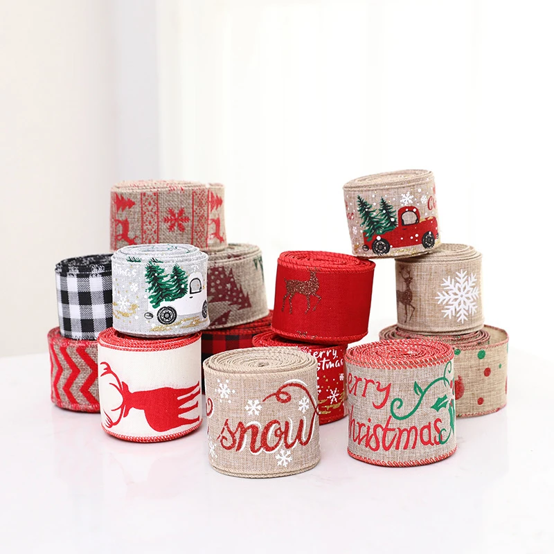 

2M/roll Christmas Decoration Ribbon Christmas Tree Decoration Ribbon 2022 Merry Christmas New Year Decoration
