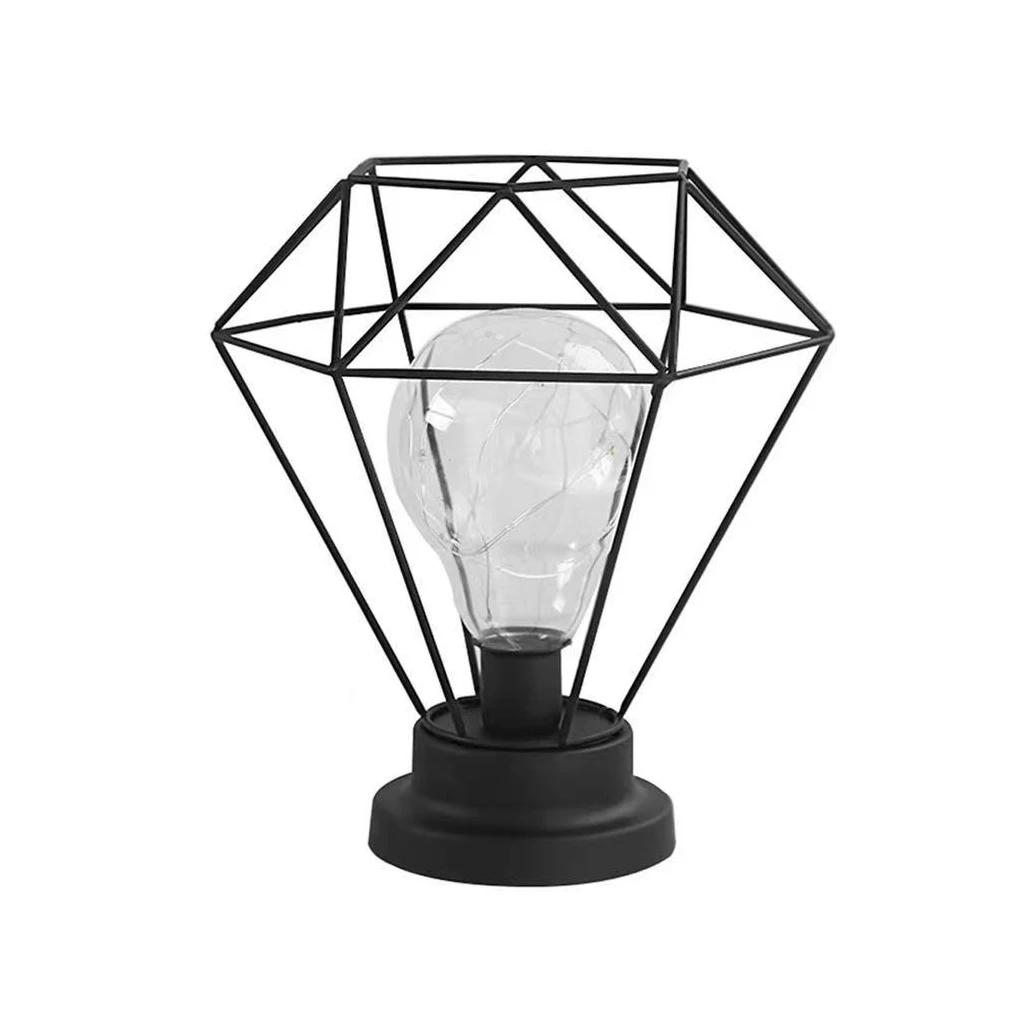 

Metal Lamp Iron Lampshade Battery Box Retro Style Desktop Light Without Bulb