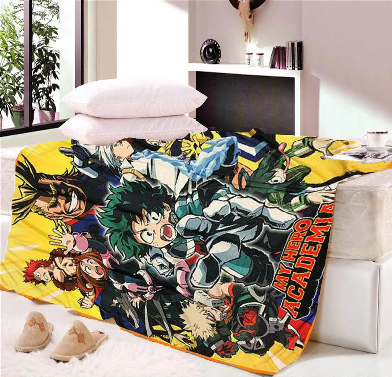 

Cartoon My Hero Academia Blanket Mat Bedroom Living Room Soft Wall Bedspread Beach Picnic Home Warm Cover Cosplay