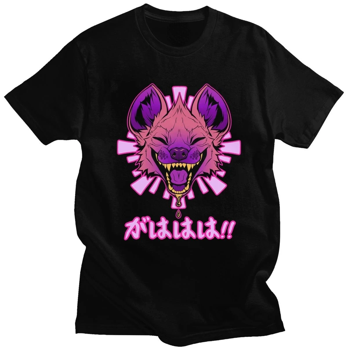

Кавайная японская футболка Vaporwave Hyena для мужчин и женщин, повседневный топ в стиле Харадзюку, фотографические футболки, мужская одежда, кава...