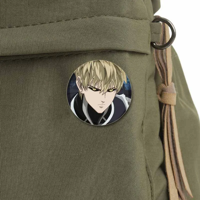 Фото Anime One Punch Man Simple Button Pins,Saitama Genos Jenos Sonic Tatsumaki Fubuki Garou Brooches,Daily Stylish Ornament Badge №4