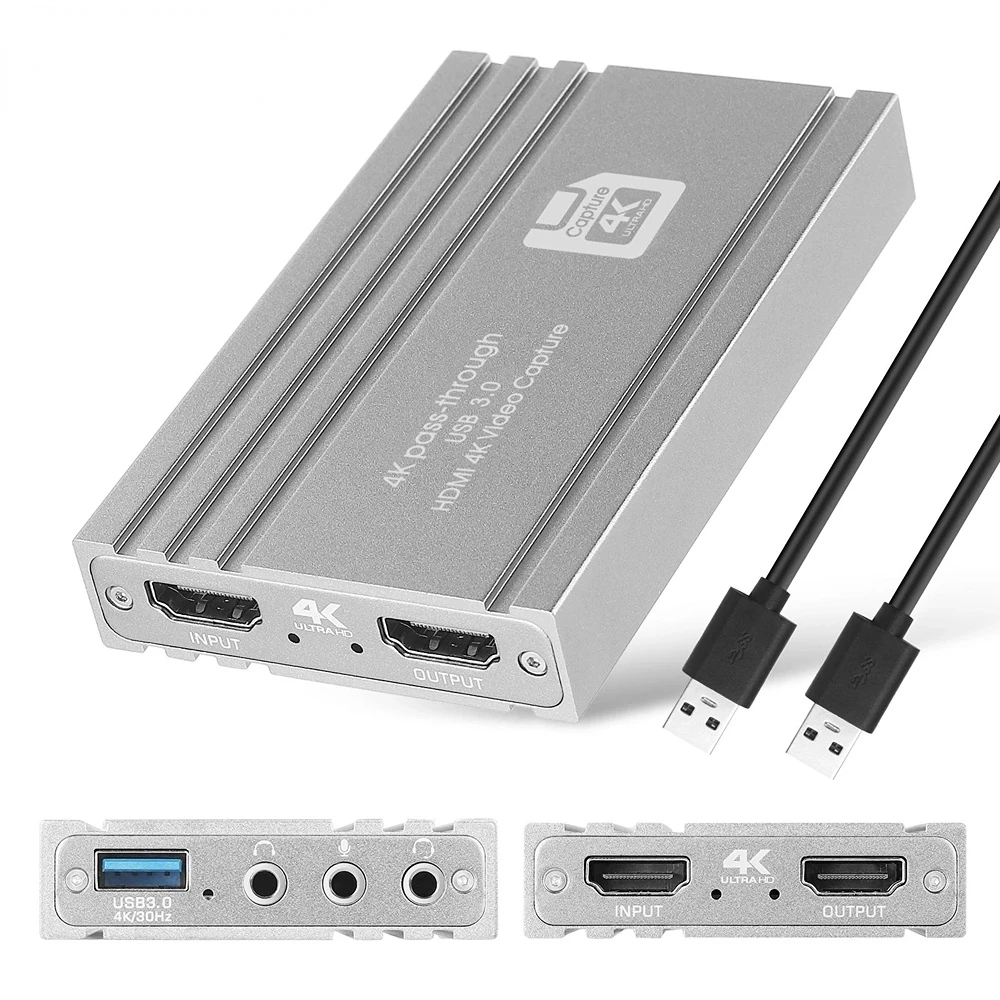 

HDMI Game Capture Card, Live Stream and Record in 4K for Game Recording Plate Live Streaming Box USB 3.0 Grabber for PS4