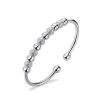 new fashion simple style metal bangle bracelets for women cute turnable beads connected trendy hand cuff bracelet accessories
