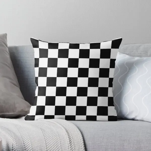 

Black And White Checkerboard Printing Throw Pillow Cover Decor Office Sofa Case Soft Cushion Fashion Pillows not include