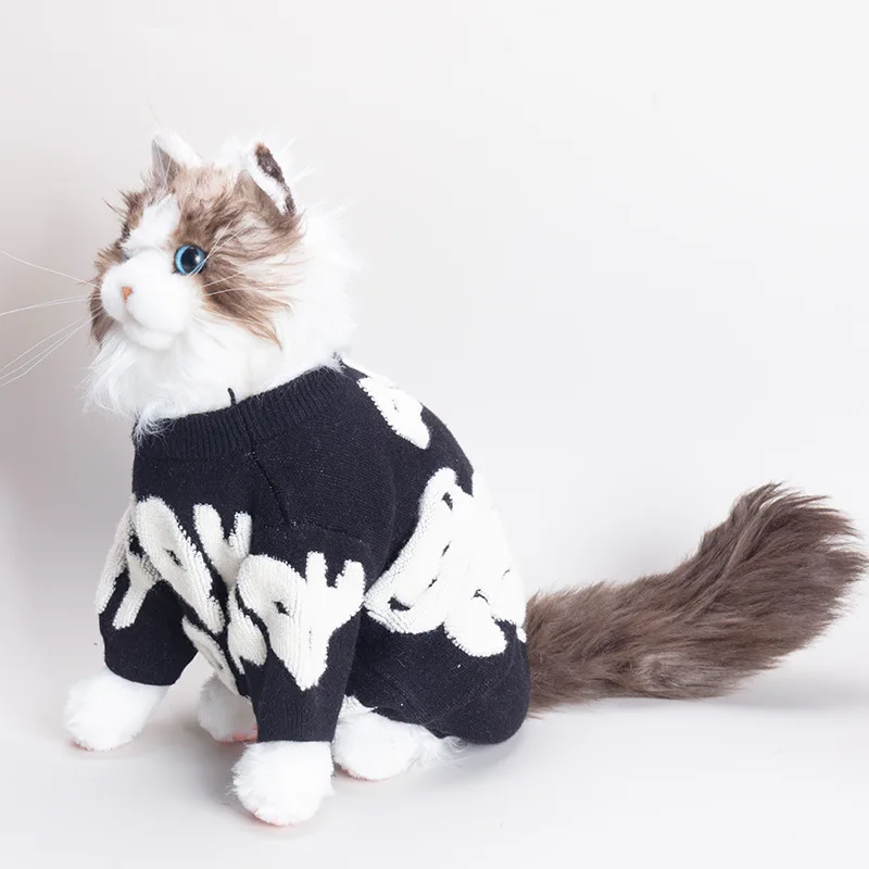

Pet Supplies Pet Clothes Black And White Bear Cute Sweater Small Dog Cat Available Autumn And Winter