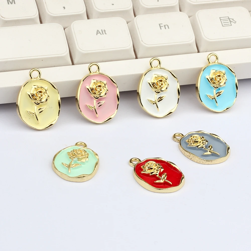 Подвеска из цинкового сплава в виде Розы эмалированные Подвески монет 10 шт./лот